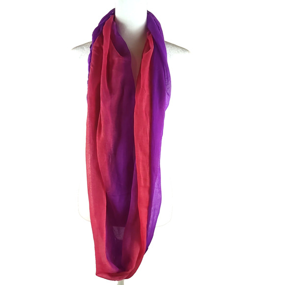 Mixit Infinity Scarf Pink Purple Sheer Polyester 68 X 23 Spring - Picture 7 of 8